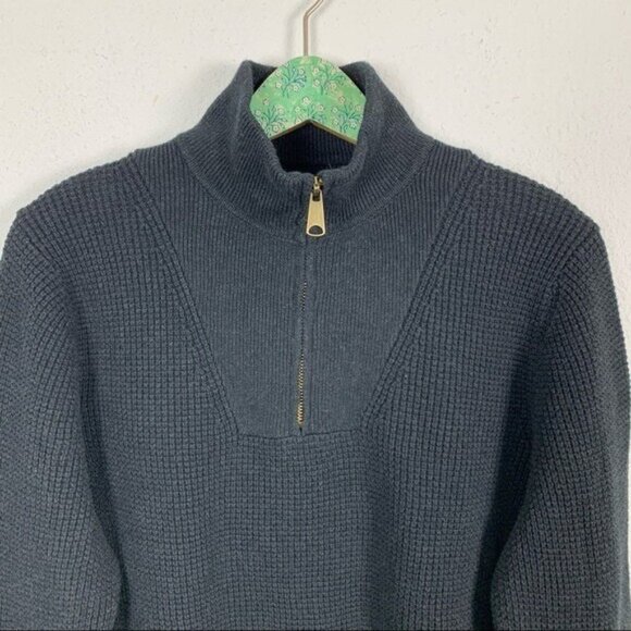 Fossil Mens L Charcoal Wool Blend Quarter Zip Pullover Sweater Classic Fit Warm - Picture 2 of 7